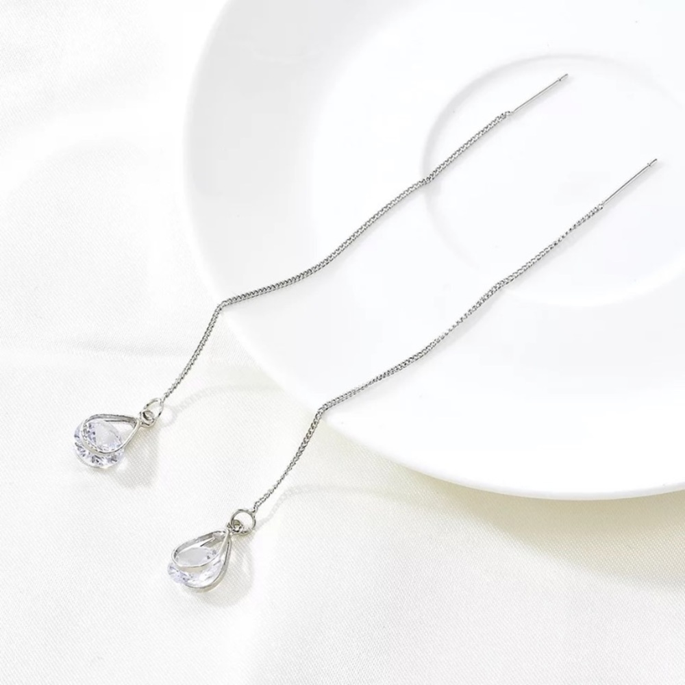 New 18k gold plated diamond stone earrings - Picture 2 of 6